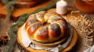 Різдвяний калач із трьома начинками маком, вишнями та горіхами