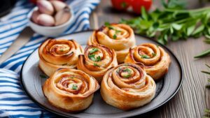 Закуска з листкового тіста з куркою та сиром